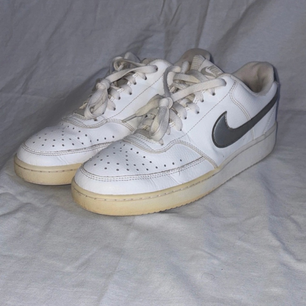 Nike Court Vision Low White Metallic Silver Men's Athletic Sneakers CD5434-111